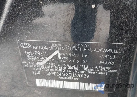 2016 Hyundai Sonata Se из США, поврежденный, VIN 5NPE24AF8GH320139